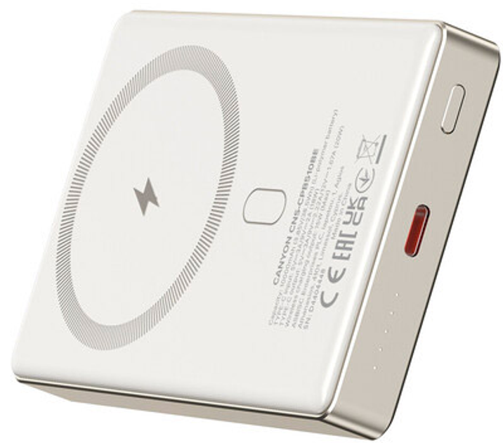 Powerbank Canyon OnPower 510 slim Magsafe 10000 mAh PD20W Beige (CNS-CPB510BE) - obraz 5