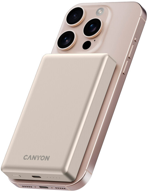 Powerbank Canyon OnPower 510 slim Magsafe 10000 mAh PD20W Beige (CNS-CPB510BE) - obraz 6