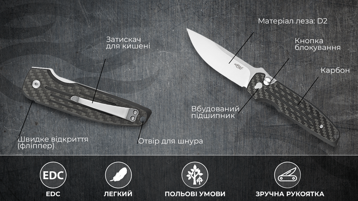 Нож складной Firebird FH926-CF Черный - Фото 12 Нож складной Firebird FH926-CF Черный - изображение 12