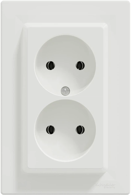 Розетка двойная Schneider Electric Asfora 220 В без заземления Белая (EPH9700121) - изображение 2