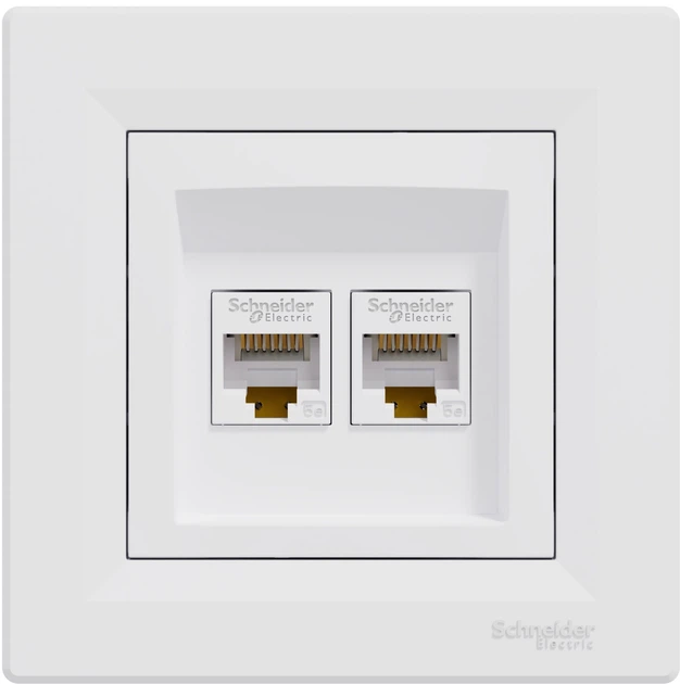 Розетка двойная компьютерная Schneider Electric Asfora RJ45 5 категория UTP Белая с рамкой (EPH4400121) - Фото 7 Розетка двойная компьютерная Schneider Electric Asfora RJ45 5 категория UTP Белая с рамкой (EPH4400121) - изображение 7