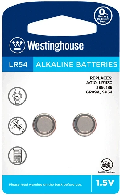 Щелочная батарея Westinghouse Alkaline 189 SR1130SW 389 LR54 AG10 LR1130 1.5V, 1 шт. (29) - Фото 2 Щелочная батарея Westinghouse Alkaline 189 SR1130SW 389 LR54 AG10 LR1130 1.5V, 1 шт. (29) - изображение 2