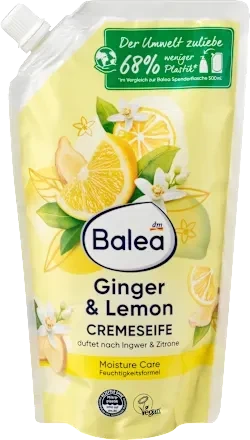 Мыло Balea имбирный и лимонный Cremeseife Ginger & Lemon 500 мл - Фото 1 Мыло Balea имбирный и лимонный Cremeseife Ginger & Lemon 500 мл - изображение 1