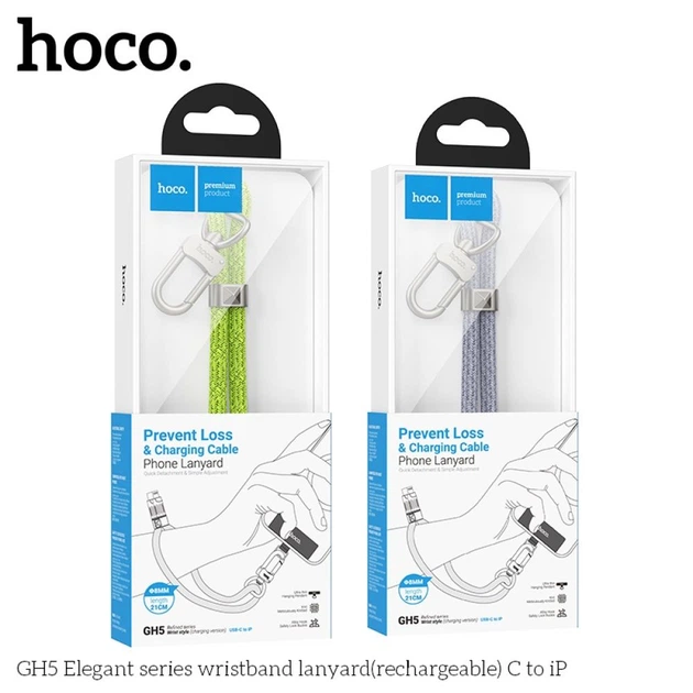 Кабель - брелок USB Hoco GH5 Type-C to Lightning PD20W 0.22m, Blue - Фото 4 Кабель - брелок USB Hoco GH5 Type-C to Lightning PD20W 0.22m, Blue - зображення 4