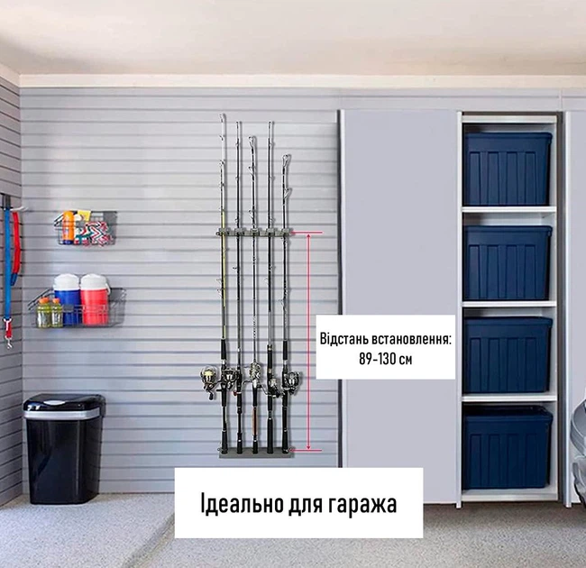 Настінний тримач для зберігання 10 вудок Booms Fishing рибальська стійка - підставка для спінінга, жовтий (99702872) - Фото 3 Настінний тримач для зберігання 10 вудок Booms Fishing рибальська стійка - підставка для спінінга, жовтий (99702872) - зображення 3