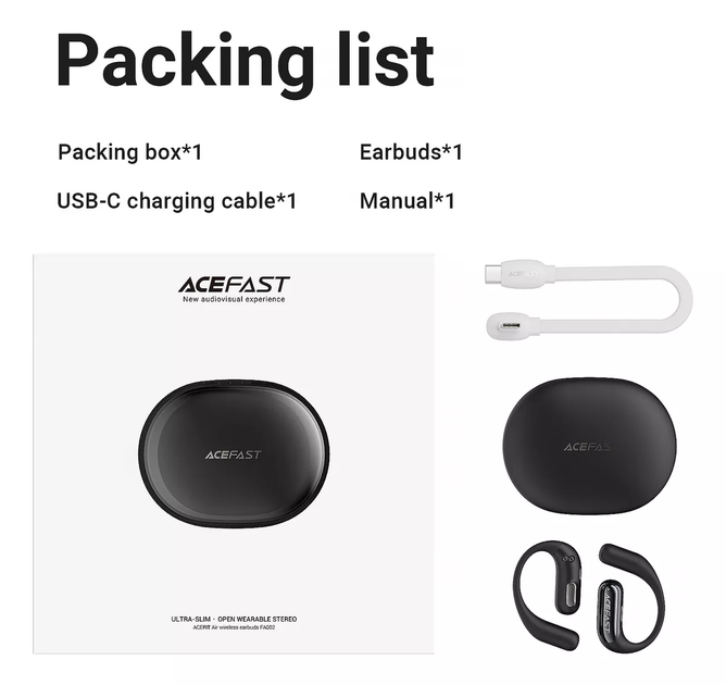 Бездротові навушники ACEFAST FA002 ACEFIT Air wireless earbuds Black (6974316283621) - изображение 7