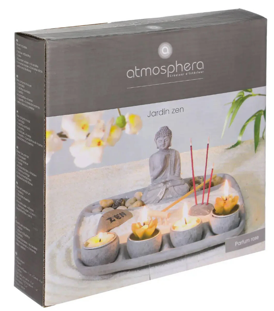 Підставка для свічок і благовоній Atmosphera Garden Zen з фігуркою Будди сіра 24 x 23 см (3560238528310) - зображення 3
