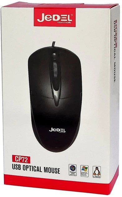 Компьютерная мышь проводная Jedel CP72 для ПК/ноутбука 1000 DPI 1.35М классическая Черный - Фото 3 Компьютерная мышь проводная Jedel CP72 для ПК/ноутбука 1000 DPI 1.35М классическая Черный - изображение 3
