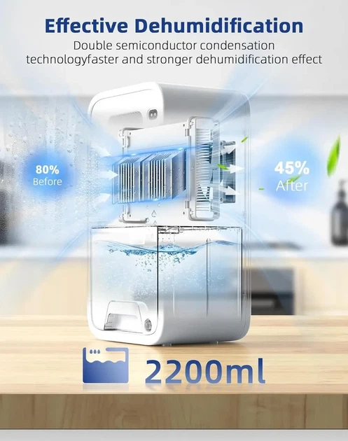 Електричний осушувач повітря SUPOOBE YP2318 Портативний осушувач з підсвіткою, баком 2200 мл - зображення 4