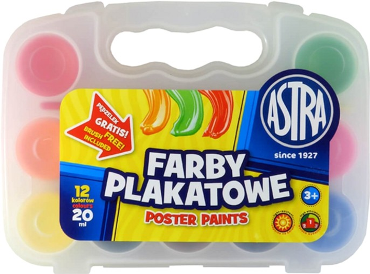 Farby plakatowe w walizce Astra Poster Paints 20 ml 12 szt (5901137102481) - obraz 3