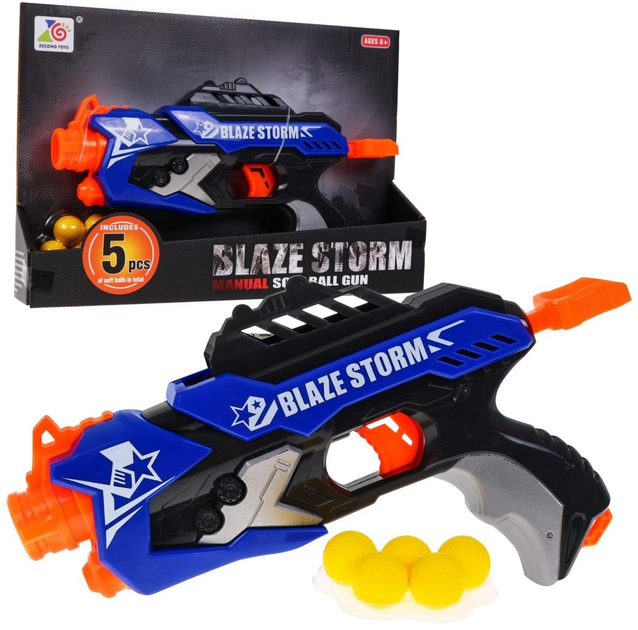 Pistolet Blaze Storm sprężynowy ręczny mechanizm + Pociski kulek z pianki 5 szt (5903864951639) - obraz 2