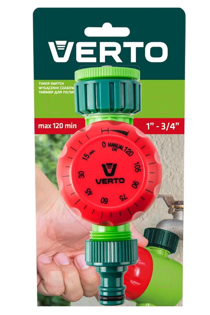 Таймер для поливу Verto 1"-3/4", механічний, до 120 хв 15G750 - Фото 5 Таймер для поливу Verto 1"-3/4", механічний, до 120 хв 15G750 - изображение 5