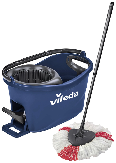 Комплект для прибирання Vileda 167756 Wischmop Turbo Easy Wring & Clean Box з віджимним механізмом і педаллю Синьо-чорний (4023103227453) - зображення 1