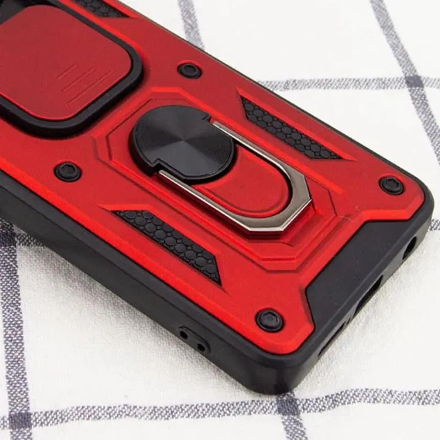 Протиударний чохол Armor Ring + захиcт камери для Xiaomi Redmi Note 9 case Simon червоний - изображение 7