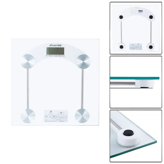 Весы напольные электронные Kamille 28*28*3,2cm білі - изображение 3