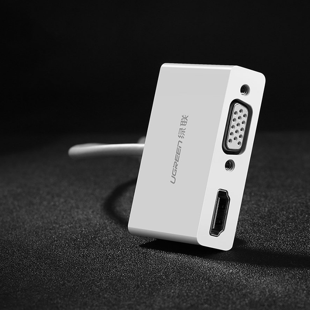Перехідник конвертер UGREEN USB Type C to HDMI + VGA Converter White (UGR-30843) - Фото 5 Перехідник конвертер UGREEN USB Type C to HDMI + VGA Converter White (UGR-30843) - зображення 5