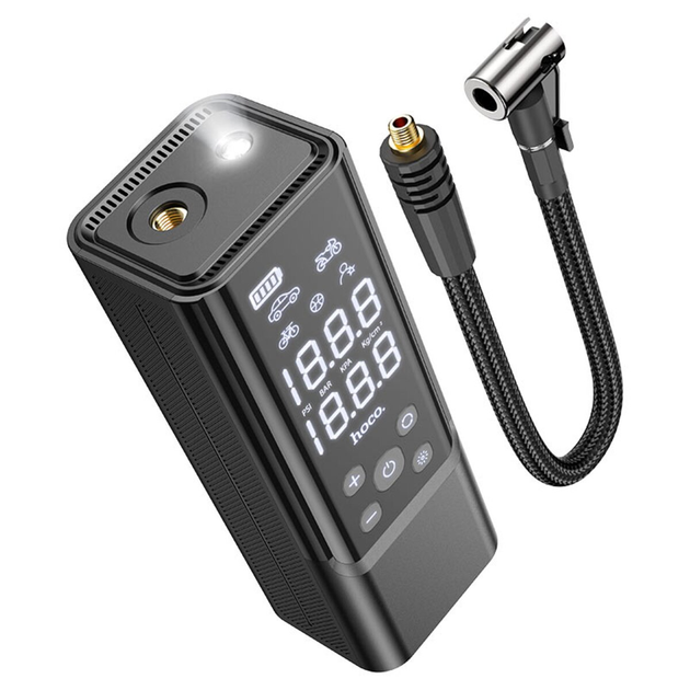 Автомобильный насос HOCO ZP7 Maddy Portable Smart Air Pump 5000mAh Black (6942007614511) - изображение 3