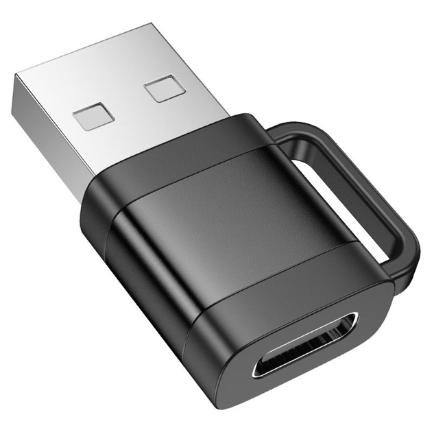 Адаптер HOCO UA31D USB male to Type-C female USB2.0 adapter Black (6942007628143) - изображение 4