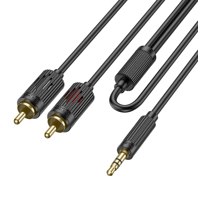 Аудиокабель HOCO UPA28 3.5 double lotus RCA audio cable Black (6942007607759) - изображение 2