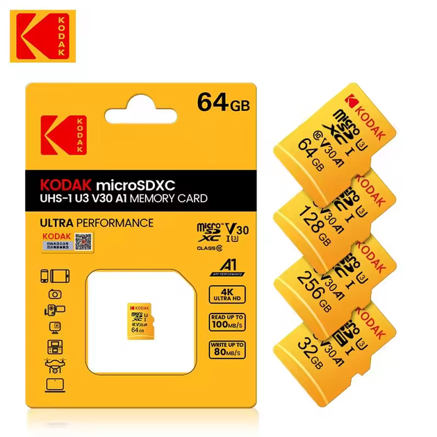 Карта памяти MicroSDXC Kodak U3 A1 Class 10 256Gb - Фото 2 Карта памяти MicroSDXC Kodak U3 A1 Class 10 256Gb - изображение 2