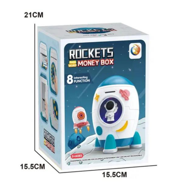 Детская электронная копилка-сейф RIAS 852A "Ракета" с музыкой и подсветкой White-Blue (3_06180) - Фото 3 Детская электронная копилка-сейф RIAS 852A "Ракета" с музыкой и подсветкой White-Blue (3_06180) - изображение 3