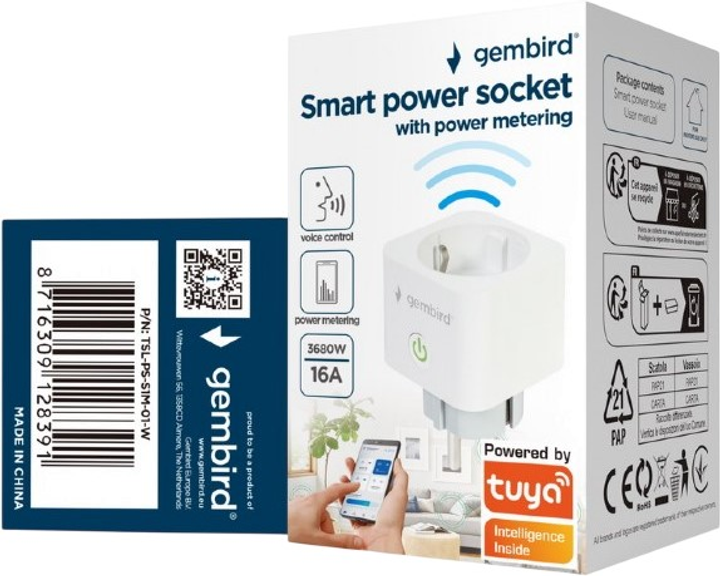 Розумна Wi-Fi розетка Gembird Smart Power Socket with Power Metering (TSL-PS-S1M-01-W) - зображення 5