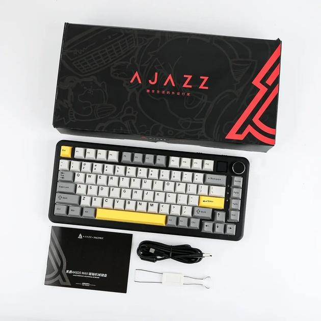 Клавіатура механічна бездротова Ajazz Ak820 PRO + наліпки укр. розкладки, Gift swich, RGB-підсвітка та підтримка HOT-SWAP, чорна - зображення 5