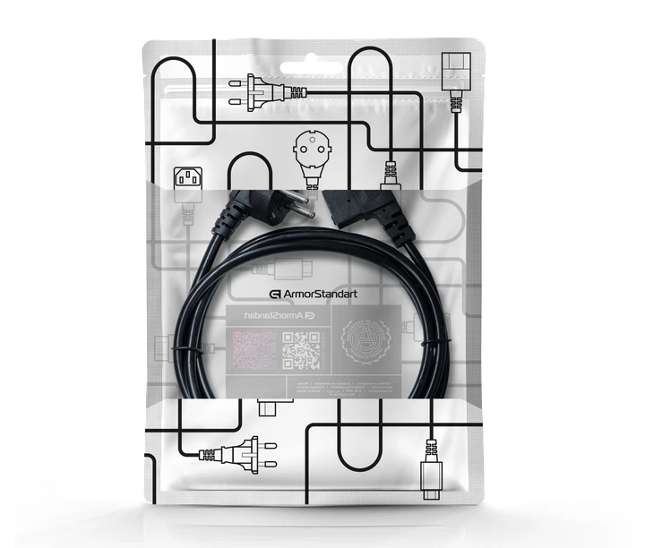 Кабель питания ArmorStandart CEE 7/7 - С13 угловой 1.8м black (ARM73124) - изображение 3