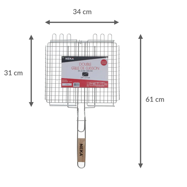 Kratka do grillowania Neka ze stali chromowanej, drewniana rączka (3560239381884) - obraz 2