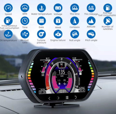 Бортовий комп'ютер HUD F12 (GPS, OBD2 діагностика) - зображення 5