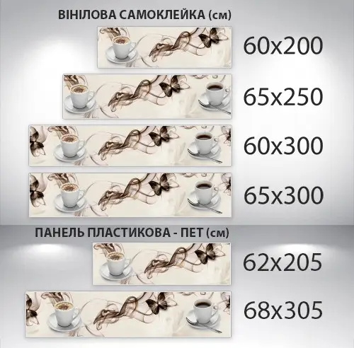 Наклейка на кухонный фартук 60 х 200 см, фотопечать с защитной ламинацией чашка кофе с молоком (БП-s_ed639)(БП-11-s_ed639) - изображение 3