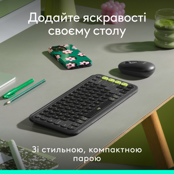 Комплект Logitech POP Icon Combo Bluetooth UA Graphite (920-013156) - Фото 2 Комплект Logitech POP Icon Combo Bluetooth UA Graphite (920-013156) - изображение 2
