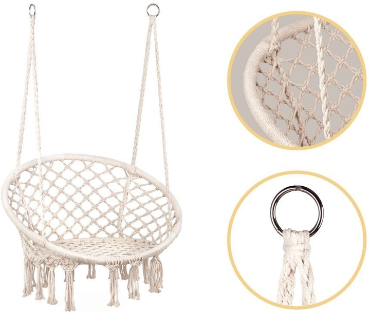 Підвісне крісло ModernHome by Multistore Boho з подушкою (GW-076A WHITE + POD) - зображення 5