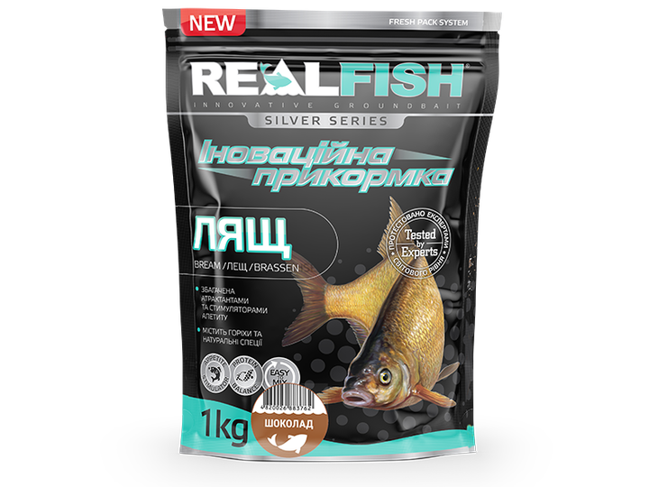 Прикормка Real Fish Лещ Шоколад 1кг - Фото 1 Прикормка Real Fish Лещ Шоколад 1кг - изображение 1
