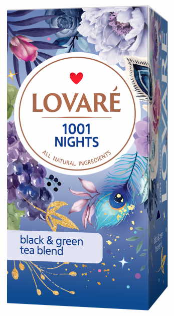 Смесь черного и зелёного чая Lovare 1001 Ночь в пакетиках 24 шт. - Фото 1 Смесь черного и зелёного чая Lovare 1001 Ночь в пакетиках 24 шт. - изображение 1