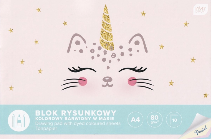 Zestaw do rysowania Interdruk Blok rysunkowy A4 kolorowy pastelowy mix 10 szt (5902277301550) - obraz 3