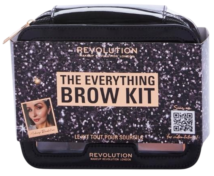 Zestaw Makeup Revolution Pędzel do brwi + Kosmetyczka + Pędzel do brwi + Pęseta do brwi + Żel do brwi + Paleta do brwi (5057566640008) - obraz 1