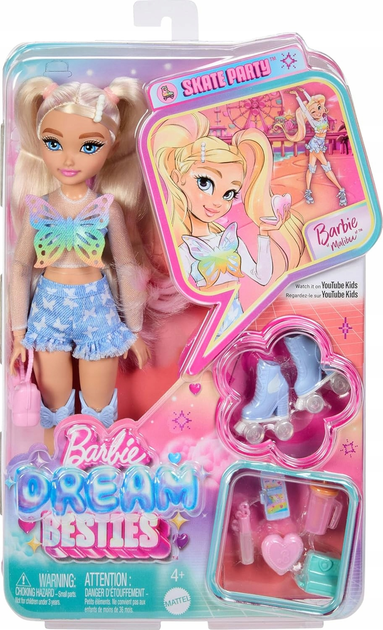 Lalka Barbie Dream Besties Malibu na wrotkach JFX96 (194735308323) - obraz 1