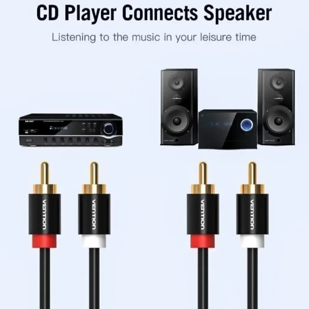 Аудіокабель Vention 2RCA Male to 2RCA Male 1m, Black (VAB-R06-B100) - изображение 2