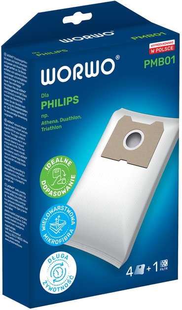 Zestaw worków Worwo do odkurzacza Philips Athena PMB01 /KPL4 (PMB01) - obraz 2