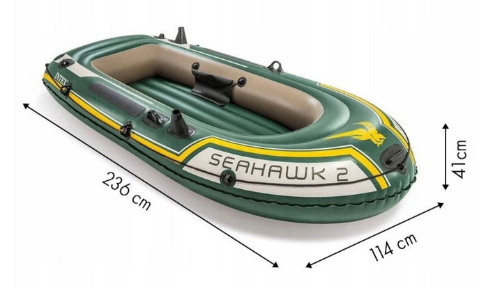 Надувний човен Intex Seahawk 2 68347NP 236 x 41 x 114 см Зелений (6941057463476) - зображення 4
