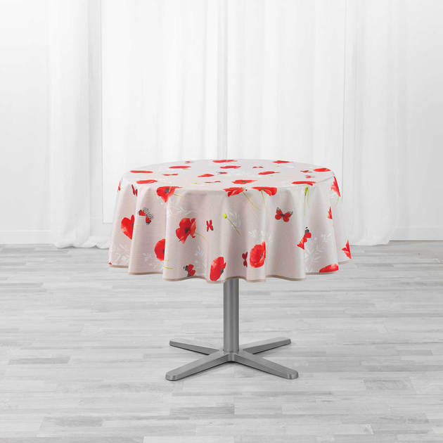 Obrus na stół Douceur d'interieur Sweet Poppy okrągły w maki 180 cm (3574387227734) - obraz 2