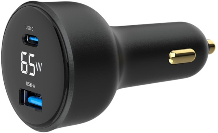 Ładowarka samochodowa Gembird USB-A(QC3.0), USB-C (PD) 65W Black (TA-UC-AC2PD65LCD-CAR-01) - obraz 6
