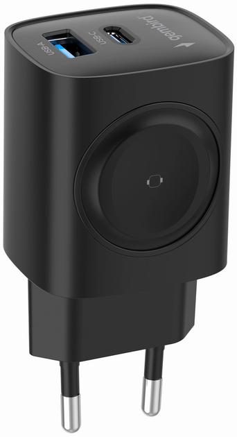 Ładowarka sieciowa Gembird 20W 2-in-1 Apple Watch + USB-A + Type-C Black (TA-UC-PDQCW20-01-BK) - obraz 3
