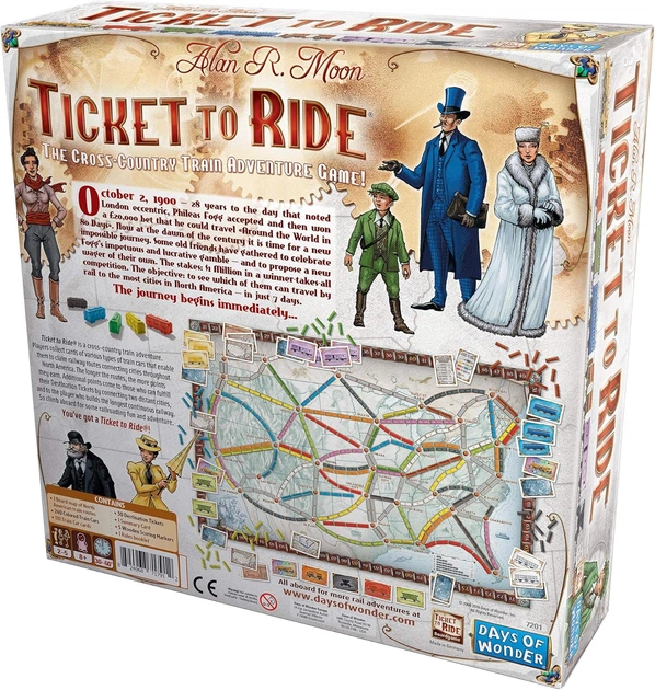 Настольная Игра Билет На Поезд США Ticket to Ride USA Alan R. Moon Days of Wonder 24524 - Фото 2 Настольная Игра Билет На Поезд США Ticket to Ride USA Alan R. Moon Days of Wonder 24524 - изображение 2