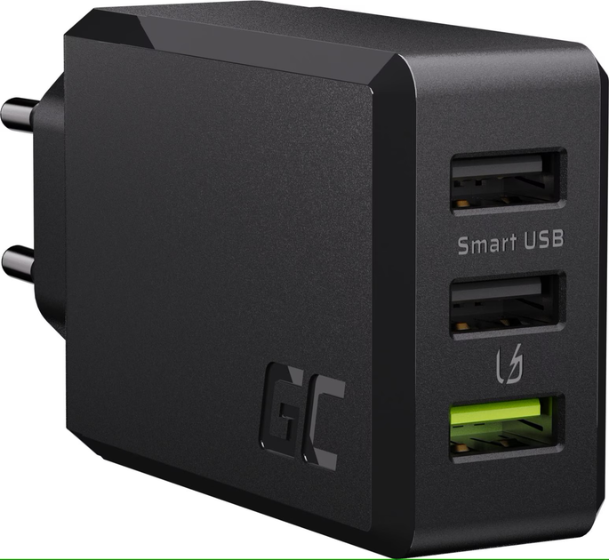 Ładowarka sieciowa Green Cell ChargeSource 3 30W 3x USB-A Black (CHARGC03) - obraz 1