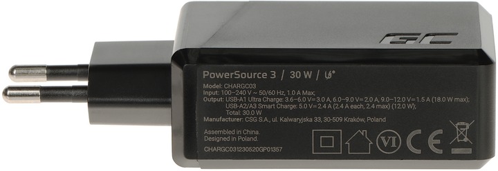 Ładowarka sieciowa Green Cell ChargeSource 3 30W 3x USB-A Black (CHARGC03) - obraz 5