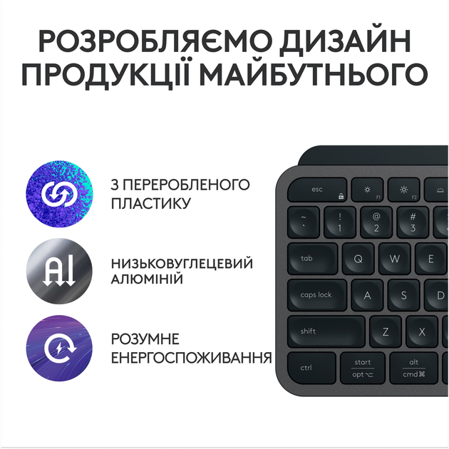 Клавіатура бездротова Logitech MX Keys S Bluetooth/Wireless UA