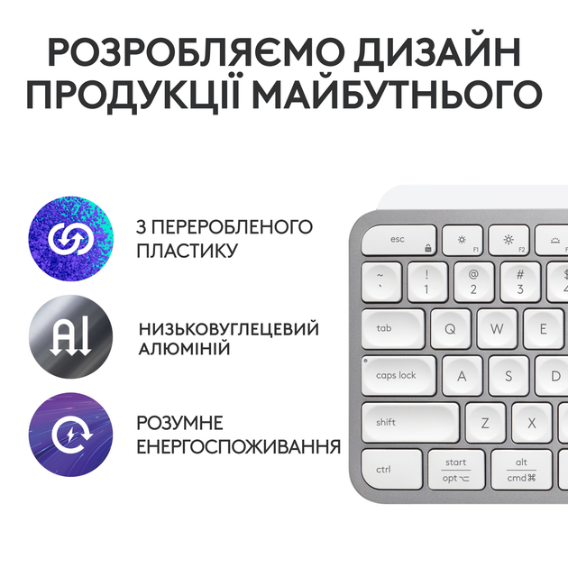 Клавиатура беспроводная Logitech MX Keys S Pale Grey UA (920-011588) - изображение 5