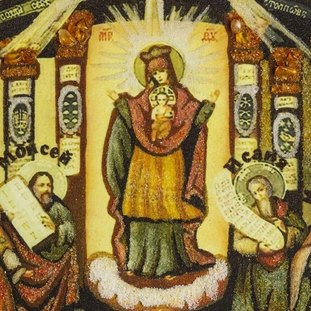 Ікона "Богоматір Софія - Премудрість Божа" бурштинова 15х20 - зображення 4